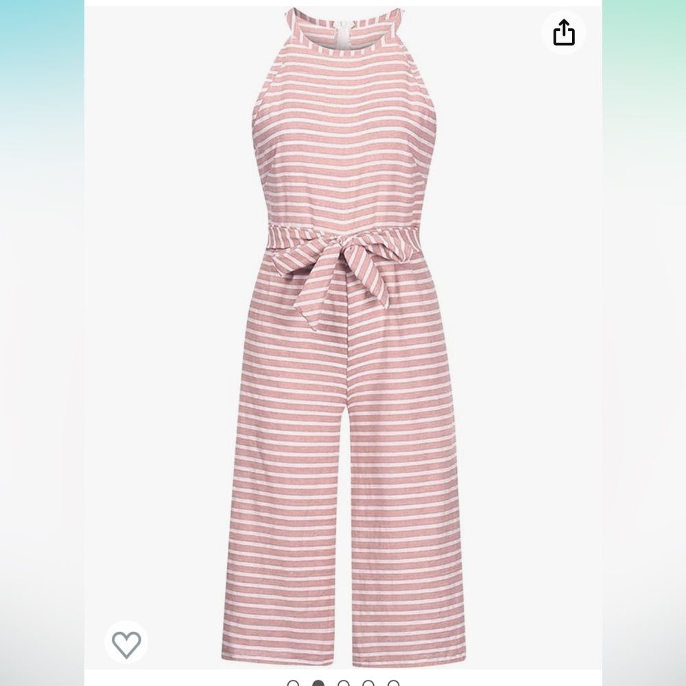 ⭐️NWOT⭐️ Pink and White Striped Capris Jumpsuit